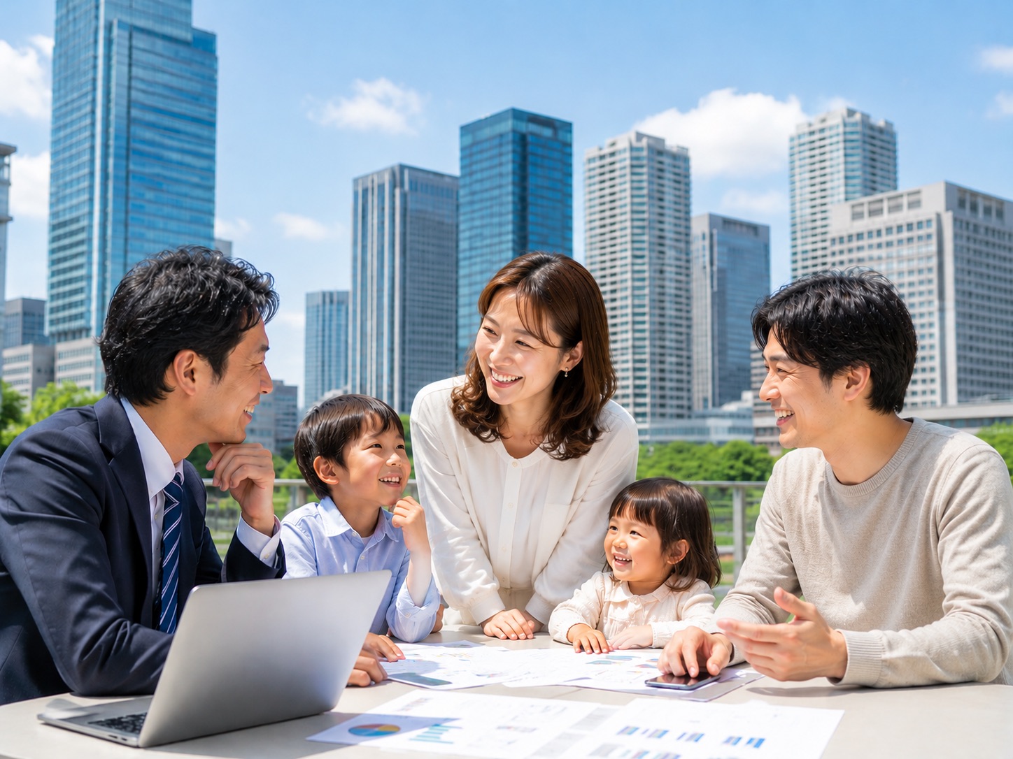 ご家族と一緒に資金計画を整理している様子