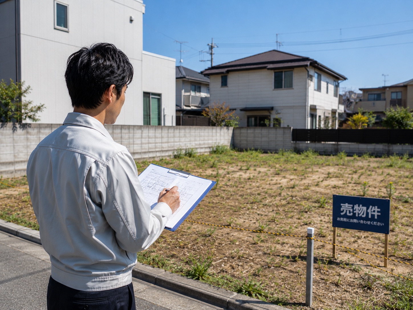 希望エリアの売地を確認している様子